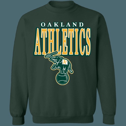 Oakland Athletics Elephant Retro MLB Crewneck Sweatshirt Hoodie Shirt for Genuine MLB Fans - Image 3