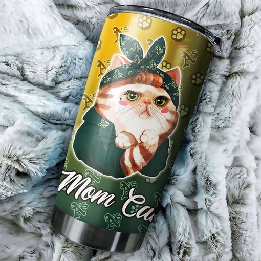 Oakland Athletics MLB Tumbler Personalized for Cat-loving Baseball Fans with Custom MLB Logo