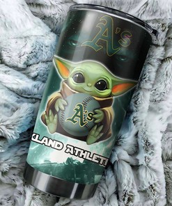 Oakland Athletics MLB Tumbler with Baby Yoda Personalization and Custom MLB Logo