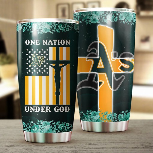 Oakland Athletics One Nation Under God Design MLB Tumbler - Baseball Tumbler - Image 2