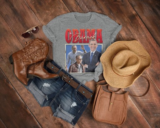 Obama Supporter T-Shirt, Vintage 90s Homage Shirt, Retro Politician Tee, American President Minimalist Movie Shirts - Image 3