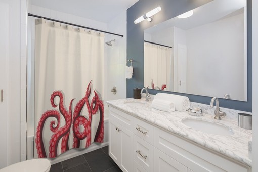 Occult Cthulhu Octopus Monster Tentacle Print Shower Curtain for Gothic Bathroom Decor - Image 2
