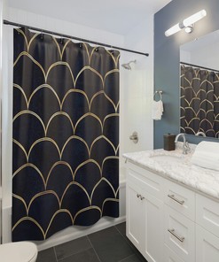 Ocean Theme Mermaid Fish Scale Blue Shower Curtain for Coastal Bathroom | coastal shower curtains