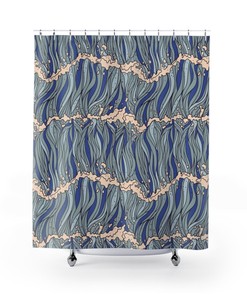 Ocean Themed Shower Curtain | Big Fat Wave Blue | Luxury Bathroom Decor | 71X71 | Best Shower Curtains