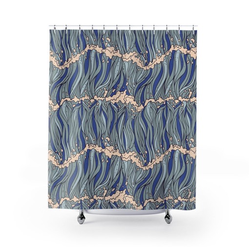 Ocean Themed Shower Curtain | Big Fat Wave Blue | Luxury Bathroom Decor | 71X71 | Best Shower Curtains