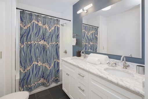 Ocean Themed Shower Curtain | Big Fat Wave Blue | Luxury Bathroom Decor | 71X71 | Best Shower Curtains - Image 2