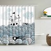 Ocean Wave Ship Shower Curtain | Coastal Octopus Sea Life | Nautical Bathroom Decor