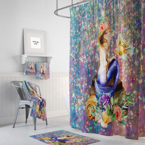 Ocean-Inspired Mermaid Shower Curtain Set to Create a Sparkling Bathroom | travel shower curtain