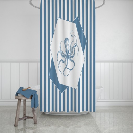 Oceanic Blue Octopus Shower Curtain Set - Add a Touch of the Sea to Your Bathroom - Image 2