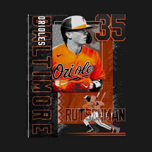 Official MLB Apparel: Adley Rutschman Baseball Poster Orioles 2 T-Shirt with Rookie Player Name and Number - Image 2