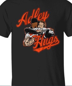 Official MLB Tee for Fans: Adley Rutschman Hugs Baltimore Orioles Baseball Black T-Shirt 2023 MLB Tee for Fans