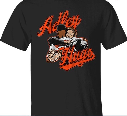 Official MLB Tee for Fans: Adley Rutschman Hugs Baltimore Orioles Baseball Black T-Shirt 2023 MLB Tee for Fans