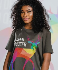 Oh Deer I'm Queer Shirt - Minimalist Movie Shirts for Men with LGBTQ+ and Human Rights