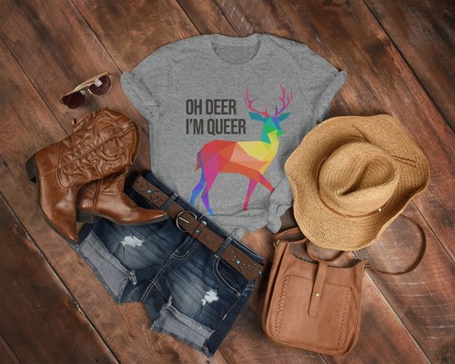 Oh Deer I'm Queer Shirt - Minimalist Movie Shirts for Men with LGBTQ+ and Human Rights - Image 3