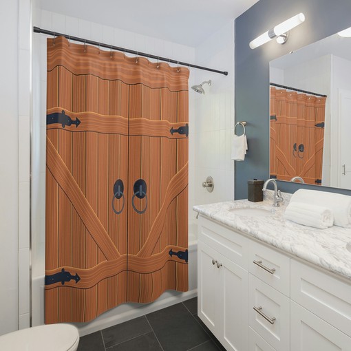 Old Vintage Wood Door Shower Curtain - Embrace a Rustic Look in Your Bath