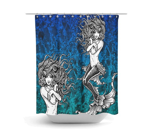 Ombre Aqua Mermaid Shower Curtain Bath Set for a Relaxing Ocean Atmosphere | modern shower curtains - Image 2