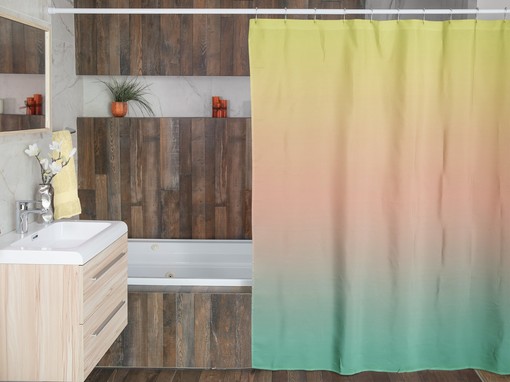 Ombre Dip Dye Shower Curtain | Bathroom Shower Decor | Yellow Peach Mint Green Soft Gradient | Unique Shower Curtains