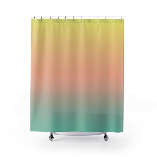 Ombre Dip Dye Shower Curtain | Bathroom Shower Decor | Yellow Peach Mint Green Soft Gradient | Unique Shower Curtains - Image 2