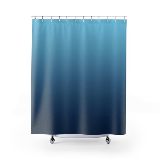 Ombre Dip Dye Shower Curtain | Blue Bathroom Shower Decor | Soft Gradient Bathroom Accessory | Unique Shower Curtains - Image 2