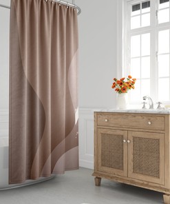 Ombre Wavy Scandinavian Abstract Shower Curtain - Earth Tone for Mid Century Modern Design