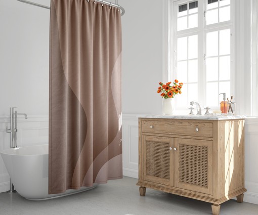 Ombre Wavy Scandinavian Abstract Shower Curtain - Earth Tone for Mid Century Modern Design