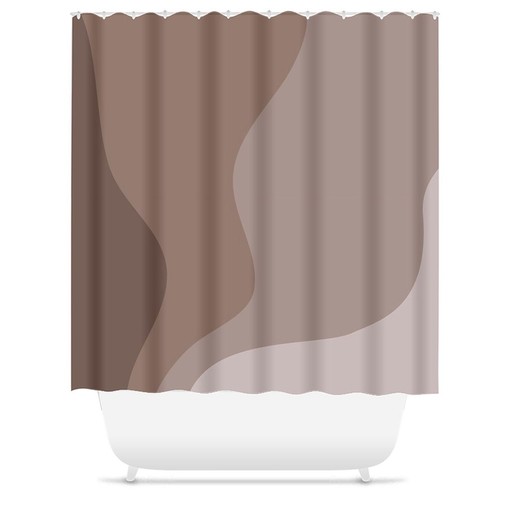 Ombre Wavy Scandinavian Abstract Shower Curtain - Earth Tone for Mid Century Modern Design - Image 3