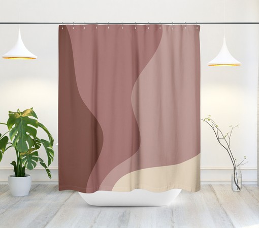 Ombre Wavy Scandinavian Abstract Shower Curtain - Minimalist and Contemporary Decor - Image 2