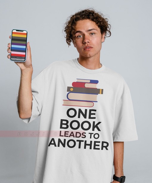 One Book Leads To Another Shirt - Short-Sleeve Men's T-Shirt, One Book Leads to Another Motivational Quote Shirts