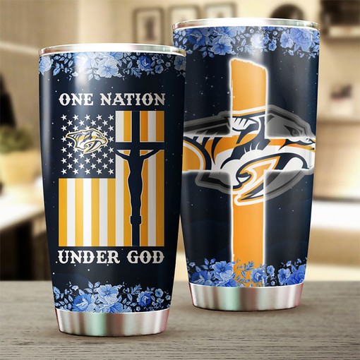 One Nation Under God Nashville Predators NHL Tumbler - Image 2