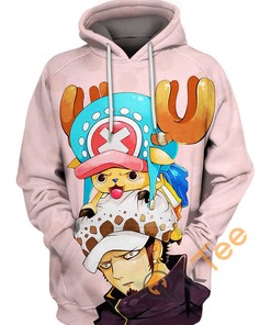 One Piece Trafalgar Law and Chopper Hoodie in 3D Print - Epic Collaboration Must-Have