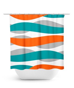 Orange Abstract Ribbon Shower Curtain with Whimsical Design