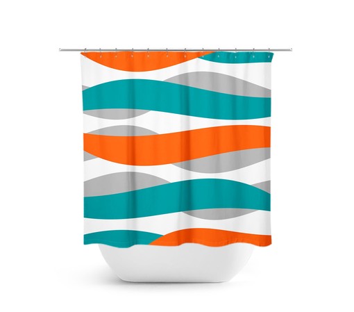 Orange Abstract Ribbon Shower Curtain with Whimsical Design