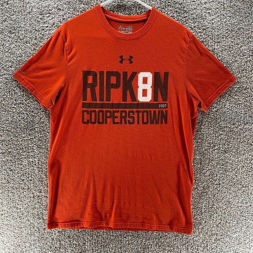 Orange Cal Ripken Cooperstown MLB Orioles Men's T-Shirt with Player Name and Number