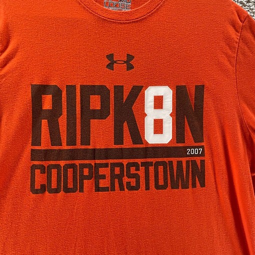 Orange Cal Ripken Cooperstown MLB Orioles Men's T-Shirt with Player Name and Number - Image 2