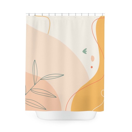 Orange Lake Designer Bathroom Curtain Modern Boho Abstract Flowers Shower Curtain - Image 3