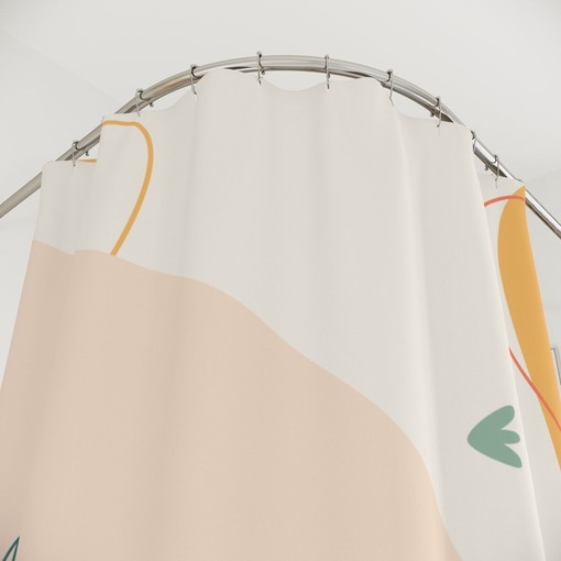 Orange Lake Designer Bathroom Curtain Modern Boho Abstract Flowers Shower Curtain - Image 4