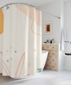 Orange Lake Designer Minimalist Leaf Home Art Boho Abstract Flowers Shower Curtain