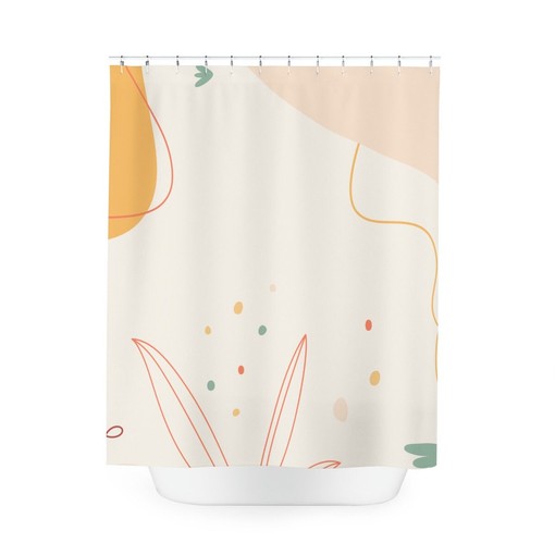 Orange Lake Designer Minimalist Leaf Home Art Boho Abstract Flowers Shower Curtain - Image 3