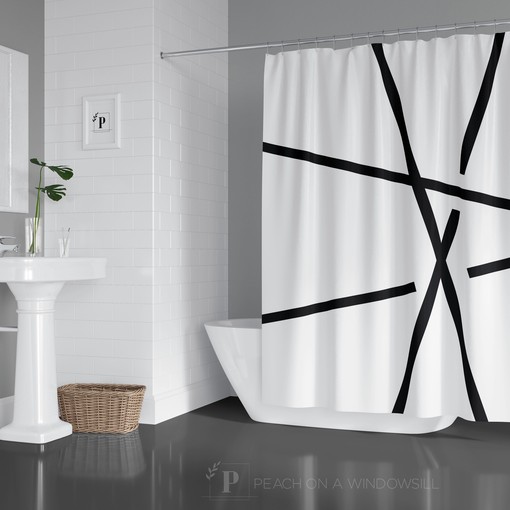 Orange Squares Abstract Shower Curtain with Modern Eco-Friendly Material and Waterproof Design for Decoration