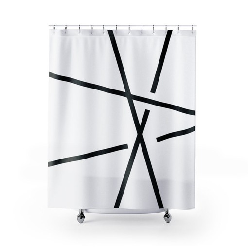Orange Squares Abstract Shower Curtain with Modern Eco-Friendly Material and Waterproof Design for Decoration - Image 2