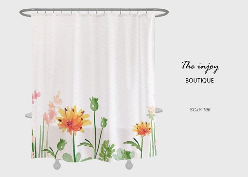 Orange Wildflower Shower Curtain, Customizable Size, Plant Bathroom Decor with Hooks