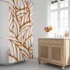Orange and Tropical Botanical Leaf Shower Curtain - Abstract Design for Mid Century Modern Bathroom Decor