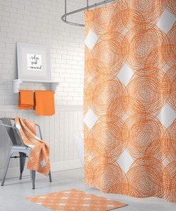 Orange and White Circle Shower Curtain, Add a Chic and Fun Design to Your Bathroom | modern shower curtains