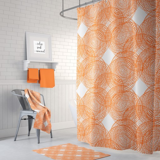 Orange and White Circle Shower Curtain, Add a Chic and Fun Design to Your Bathroom | modern shower curtains