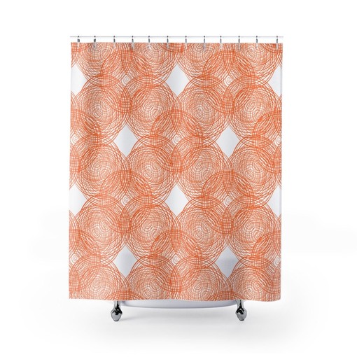 Orange and White Circle Shower Curtain, Add a Chic and Fun Design to Your Bathroom | modern shower curtains - Image 2