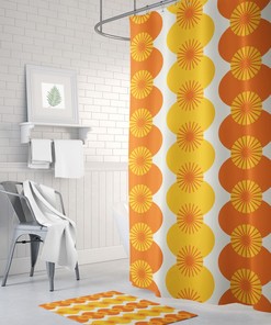 Orange and Yellow Shower Curtain: Mid Century Modern Retro Vibes