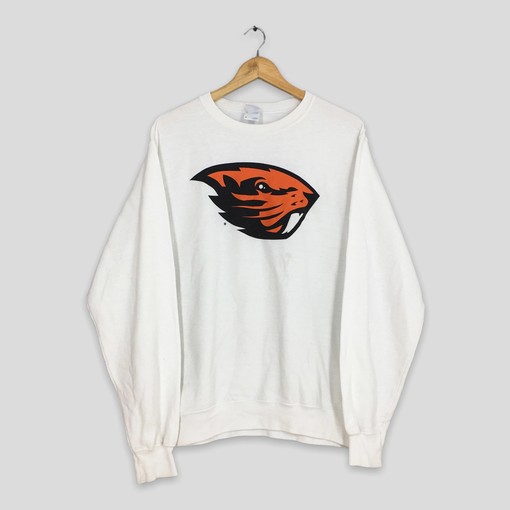 Oregon State Vintage White Sweatshirt Y2K Style - NCAA Shirts for Men
