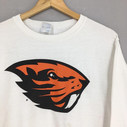 Oregon State Vintage White Sweatshirt Y2K Style - NCAA Shirts for Men - Image 2