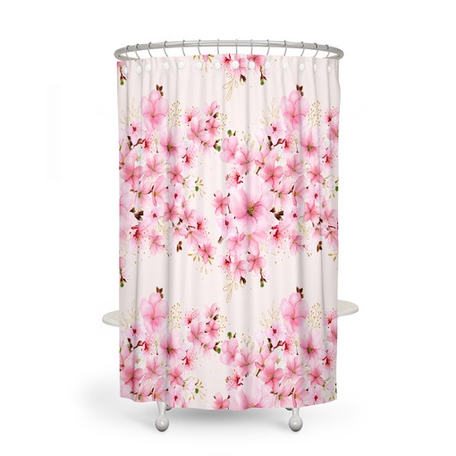 Oriental Cherry Blossom Shower Curtain with Oriental Bath Set for Serene Bathroom Decor - Image 3