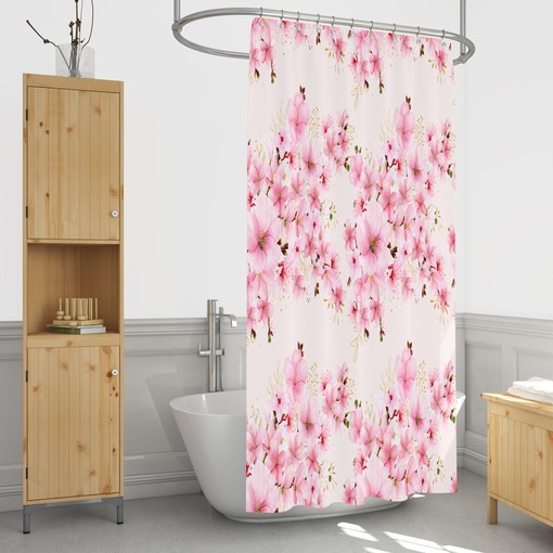 Oriental Cherry Blossom Shower Curtain with Oriental Bath Set for Serene Bathroom Decor - Image 4